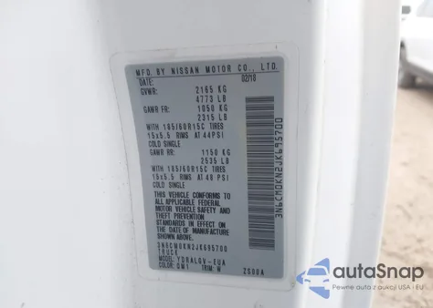 2018 Nissan Nv200 Sv z USA, uszkodzony, nr VIN 3N6CM0KN2JK695700